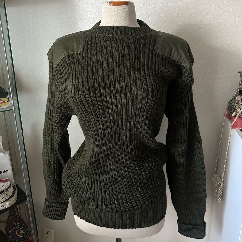 Khaki and green military sweater